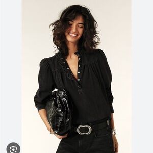 ba&sh Black Milac Blouse